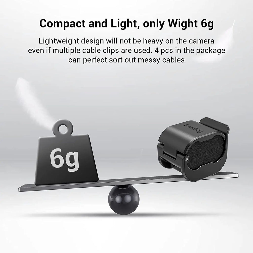 SmallRig Camera Cable Clamp (4 pcs) for SDI / Microphone Cable DSLR Camera Cable Lock Mount Support 2-7mm Cable - 3685