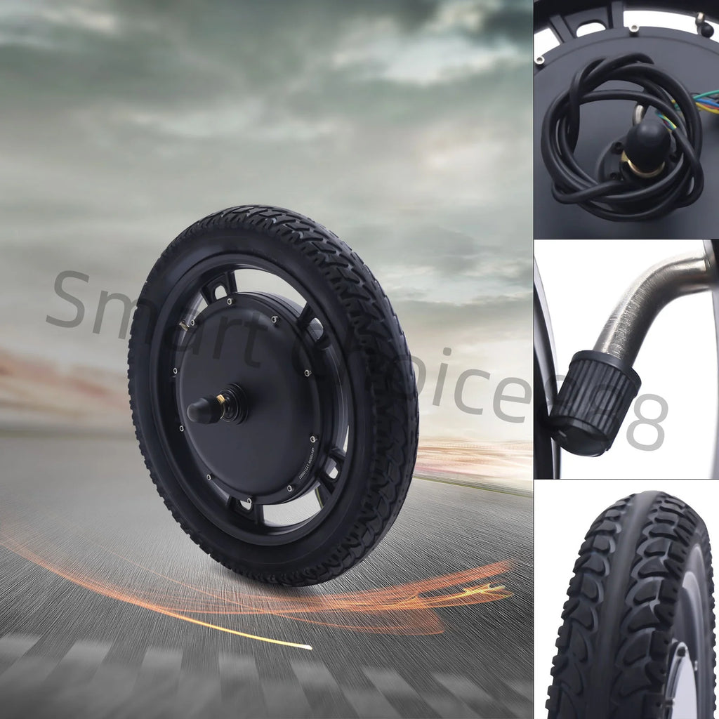 48V 1000W Electric Bicycle Motor Kit 16" Front Wheel with Motor E-Bike Hub Motor Wheel Set