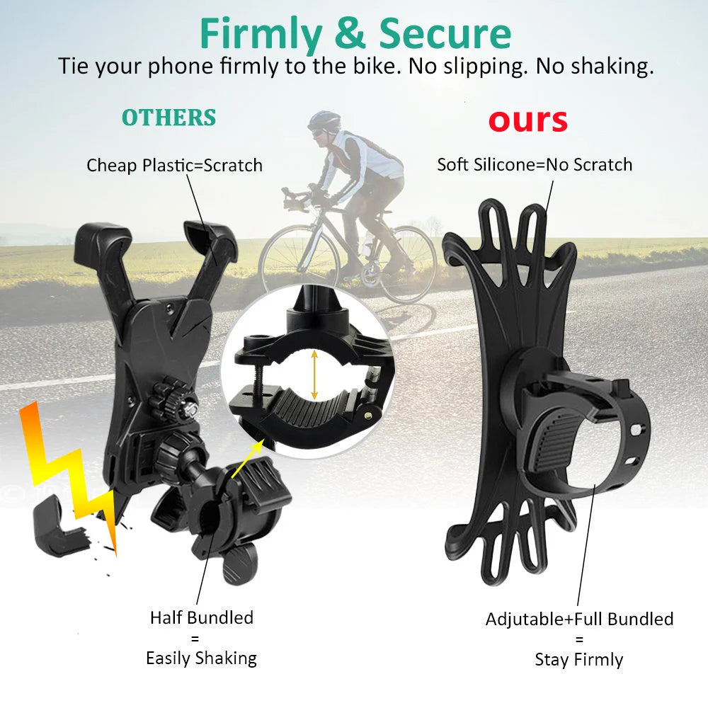 Universal Shockproof Elastic Silicone Mount Phone Holder Stand Riding Cycling Bicycle MTB Bike Phone DVR GPS Support Bracket