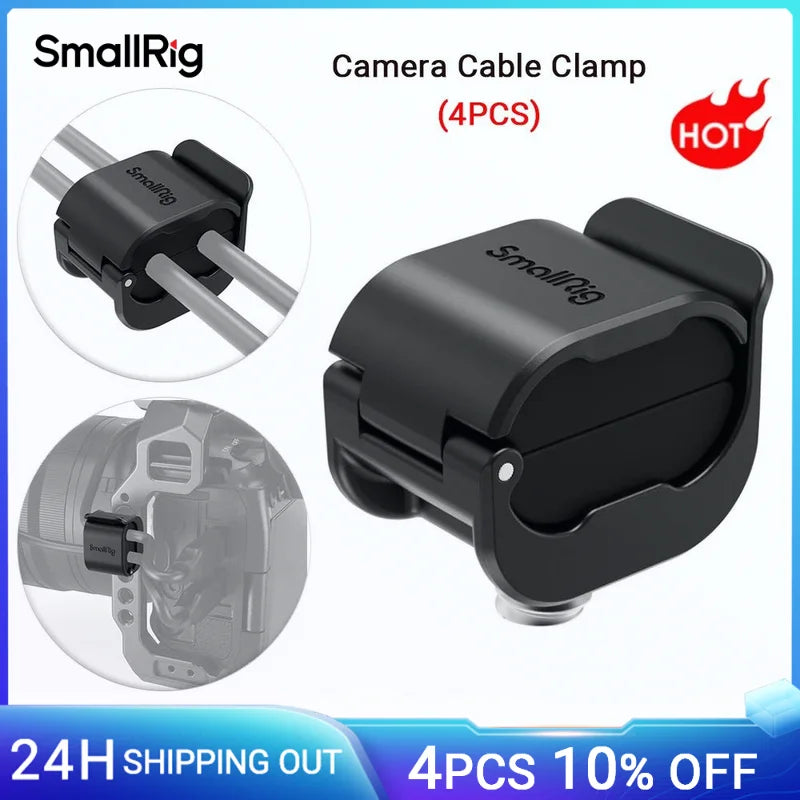SmallRig Camera Cable Clamp (4 pcs) for SDI / Microphone Cable DSLR Camera Cable Lock Mount Support 2-7mm Cable - 3685