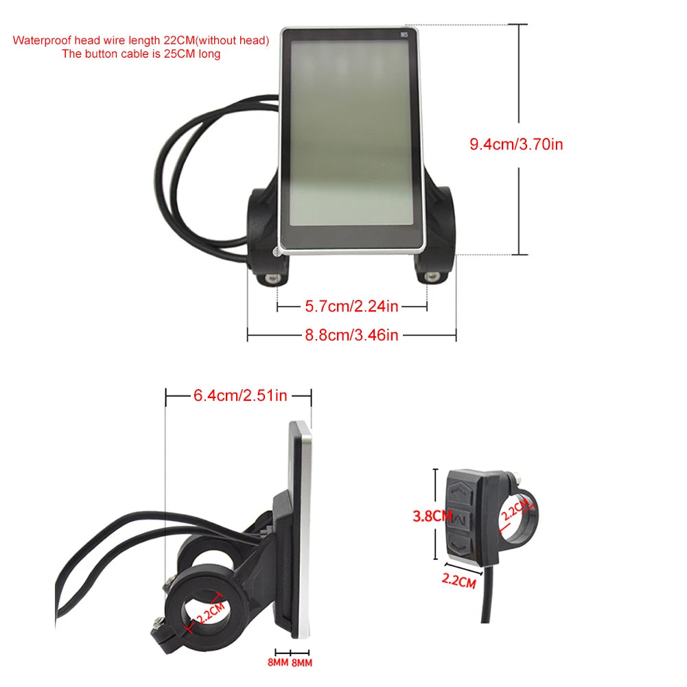 E Scooter M5 Panel 24-48V Electric Bike LCD Display Meter Electric Scooter Panel Screen for Mountain Electric Bike Parts