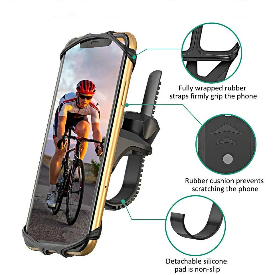 Universal Shockproof Elastic Silicone Mount Phone Holder Stand Riding Cycling Bicycle MTB Bike Phone DVR GPS Support Bracket