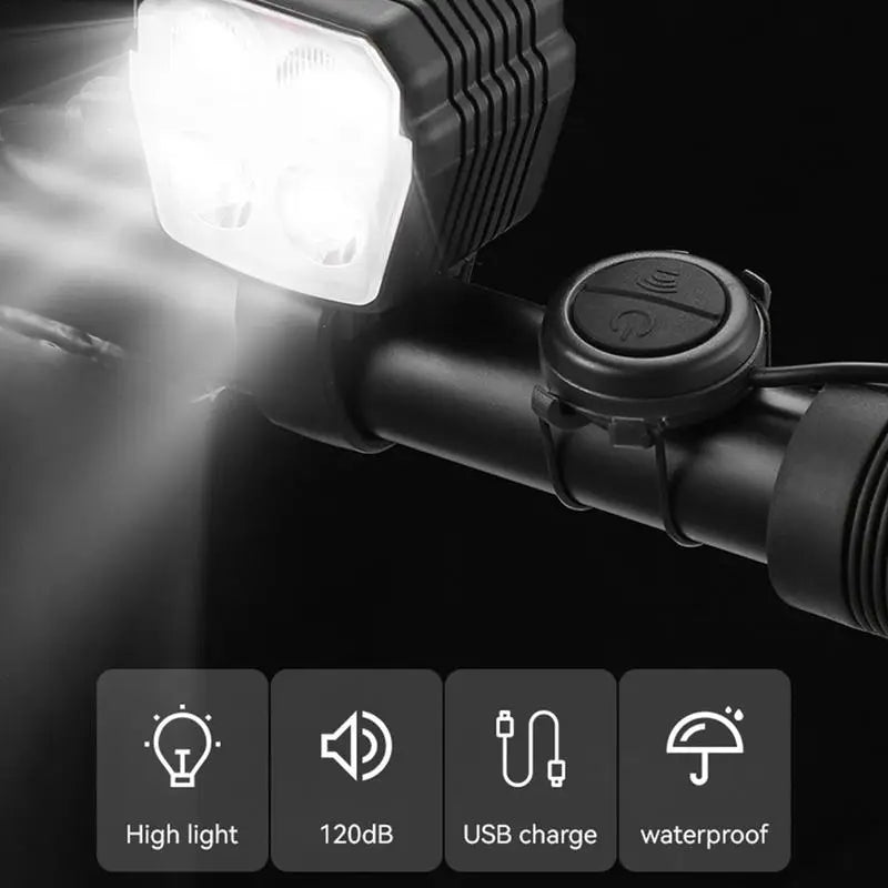 Bike Headlight With Horn Ultra Bright Bicycle Light With Bell USB Rechargeable Bike Front Light Bike Safety Light